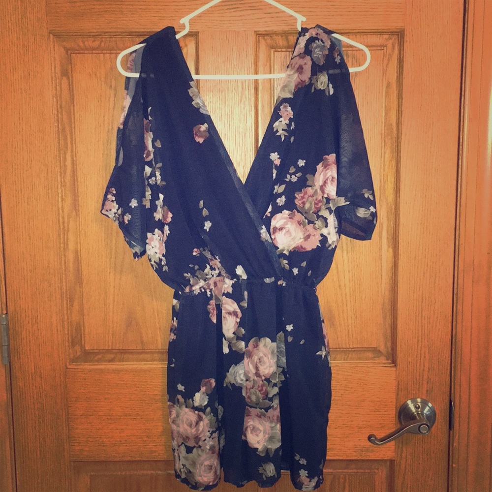 Blue floral romper